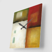 Vier kleurrijke rechthoeken van Chariklia Zarris Vierkante Klok (Hoek)