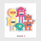Vier Kleurrijke Robots Vinyl Sticker (Vel)
