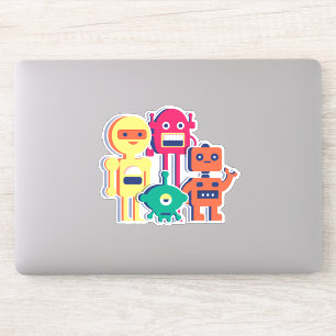 Vier kleurrijke robots, vinylSticker Sticker