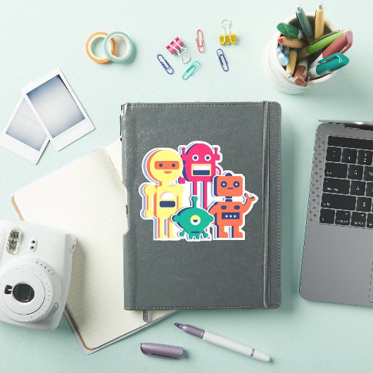 Vier kleurrijke robots, vinylSticker Sticker (iPad Cover)