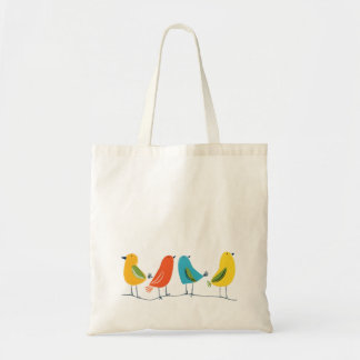 VIER KLEURRIJKE VOGELS MINIMALISTISCH ONTWERP OP C TOTE BAG