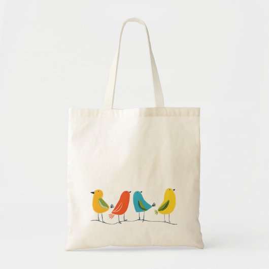 VIER KLEURRIJKE VOGELS MINIMALISTISCH ONTWERP OP C TOTE BAG (Voorkant)