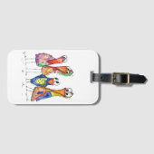 Vier kleurrijke whimsical-vogels bagagelabel (Voorkant (horizontaal))