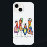Vier kleurrijke whimsical-vogels Case-Mate iPhone 14 hoesje<br><div class="desc">Dit is een origineel gemengd mediaschilderij van vier zweetvogels. Het schilderij is waterverf met inkt en waterverf potloden.</div>