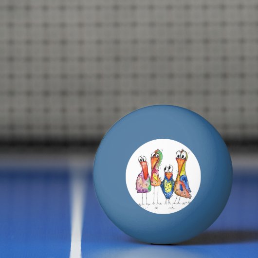Vier kleurrijke whimsical-vogels pingpongbal (Net)