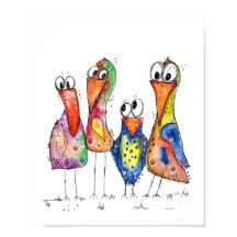 Vier kleurrijke whimsical-vogels