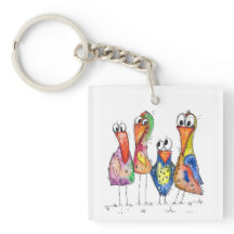 Vier kleurrijke whimsical-vogels