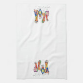 Vier kleurrijke whimsical-vogels theedoek (Verticaal)