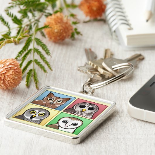 Vier kleurstofeigenaar (pastel) sleutelhanger (Zijkant)