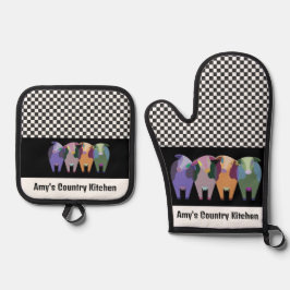 Vier Koeien ontwerp Ovenwant & Pannenlap Set