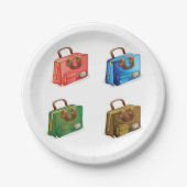 Vier koffers Papieren Borden Papieren Bordje (Voorkant)