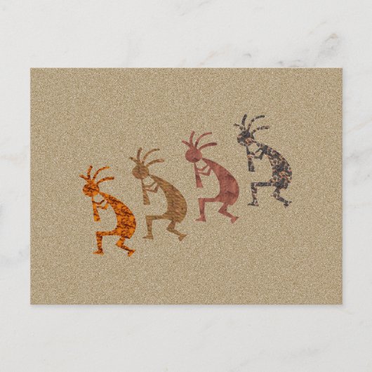 Vier Kokopelli Briefkaart (Voorkant)