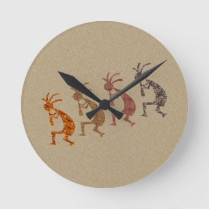 Vier Kokopelli Ronde Klok