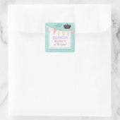 Vier koninklijk prinses verjaardagsfeestje meisje vierkante sticker (Tas)