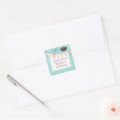 Vier koninklijk prinses verjaardagsfeestje meisje vierkante sticker (Envelop)