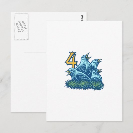 Vier koudvogels briefkaart (Voorkant / Achterkant)