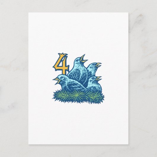 Vier koudvogels briefkaart (Voorkant)