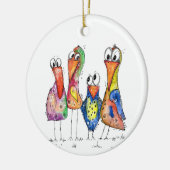 Vier kute Whimsical Colorful Birds Keramisch Ornament (Links)
