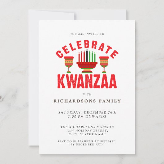 Vier Kwanzaa Party uitnodiging (Voorkant)