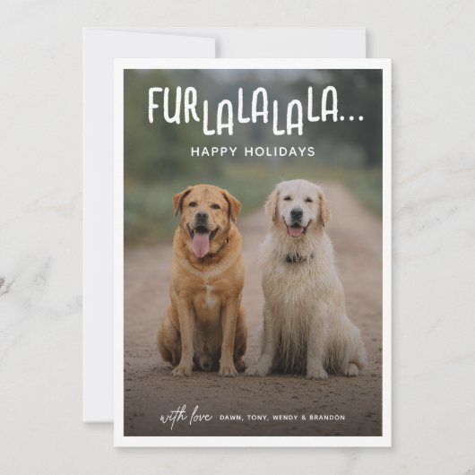 VIER LA LA LA LA... Hondenfoto Kerst Feestdagenkaart (Voorkant)