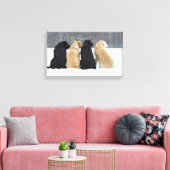 Vier labrador honden in sneeuw canvas afdruk (Insitu (Woonkamer))