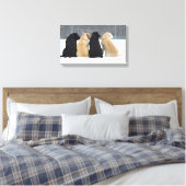 Vier labrador honden in sneeuw canvas afdruk (Insitu (Slaapkamer))