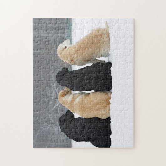 Vier labrador honden in sneeuw legpuzzel (Verticaal)