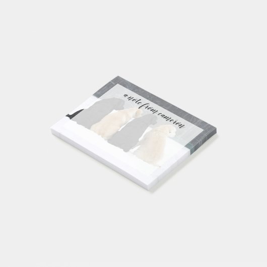 Vier labrador honden in sneeuw post-it® notes (Schuin)