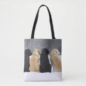Vier labrador honden in sneeuw tote bag (Voorkant)