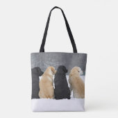 Vier labrador honden in sneeuw tote bag (Achterkant)