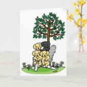 Vier labradors in hun tuin kaart (Gele Bloem)