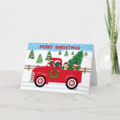 Vier Labradors Rode Vrachtwagen Kerstmis Feestdagen Kaart (Voorkant)