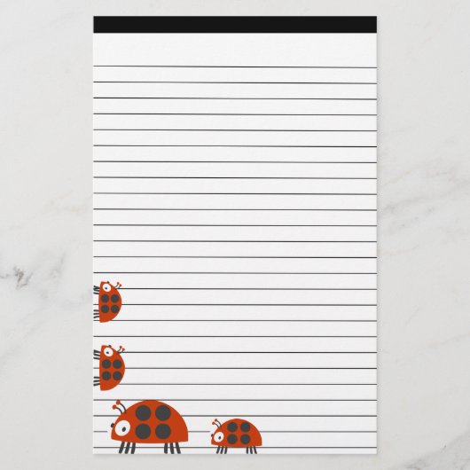 Vier Ladybugs, gebrand Briefpapier (Voorkant)