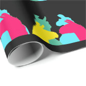 Vier lama's in vier Llama-kleuren - een oude grafi Cadeaupapier (Rol Hoek)