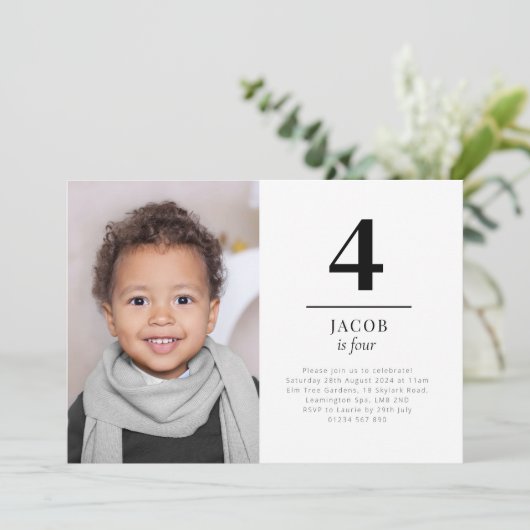 Vier Landscape Foto Uitnodiging (Staand voorkant)