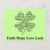 Vier Leaf Clover betekenend: Hoop, Faith, Love, Lu Briefkaart (Voorkant)