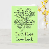 Vier Leaf Clover betekenend: Hoop, Faith, Love, Lu Kaart (Gele Bloem)