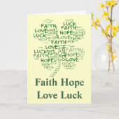 Vier Leaf Clover betekenend: Hoop, Faith, Love, Lu Kaart (Gele Bloem)