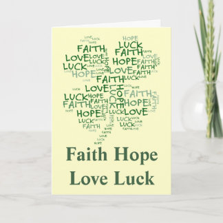 Vier Leaf Clover betekenend: Hoop, Faith, Love, Lu Kaart