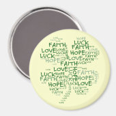 Vier Leaf Clover betekenend: Hoop, Faith, Love, Lu Magneet (Voorkant / Achterkant)