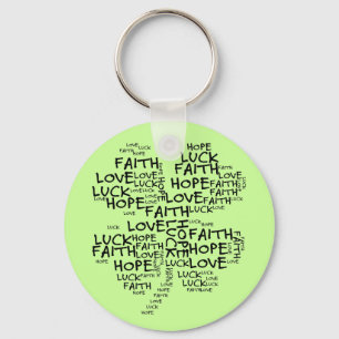 Vier Leaf Clover betekenend: Hoop, Faith, Love, Lu Sleutelhanger