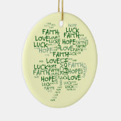 Vier Leaf Clover Betekenis: Hoop, Faith, Love, Luc Keramisch Ornament (Rechts)