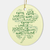Vier Leaf Clover Betekenis: Hoop, Faith, Love, Luc Keramisch Ornament (Links)