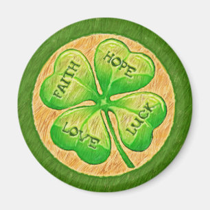 Vier Leaf Clover - Faith Hope Love Luck Magneet