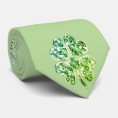 Vier Leaf Clover Good Luck Modern Bleek Green Stropdas (Opgerold)