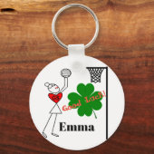 Vier Leaf Clover Good Luck Netball Sleutelhanger (Voorkant)