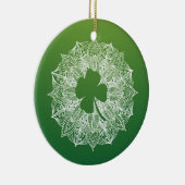Vier Leaf Clover Green Mandala Keramisch Ornament (Rechts)