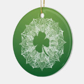 Vier Leaf Clover Green Mandala Keramisch Ornament (Links)