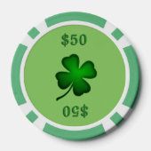 Vier Leaf Clover Green Pokerchips (Achterkant)