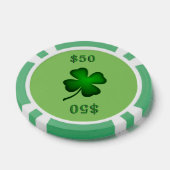 Vier Leaf Clover Green Pokerchips (Enkel)